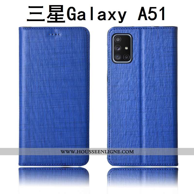 Coque Samsung Galaxy A51 Silicone Protection Étoile Délavé En Daim Clamshell Étui Bleu
