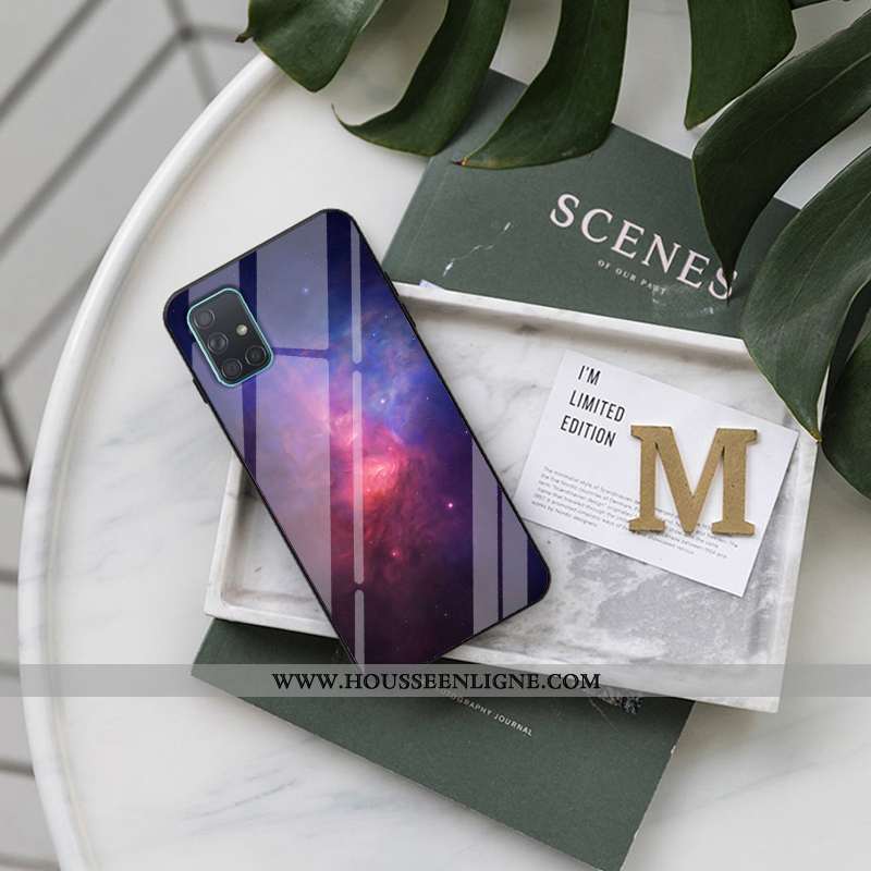 Coque Samsung Galaxy A51 Tendance Mode Ciel Étoilé Téléphone Portable Créatif Difficile Violet