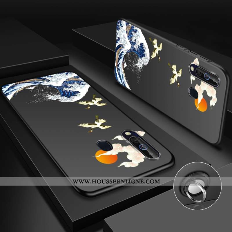Coque Samsung Galaxy A60 Délavé En Daim Créatif Téléphone Portable Difficile Bleu Étoile