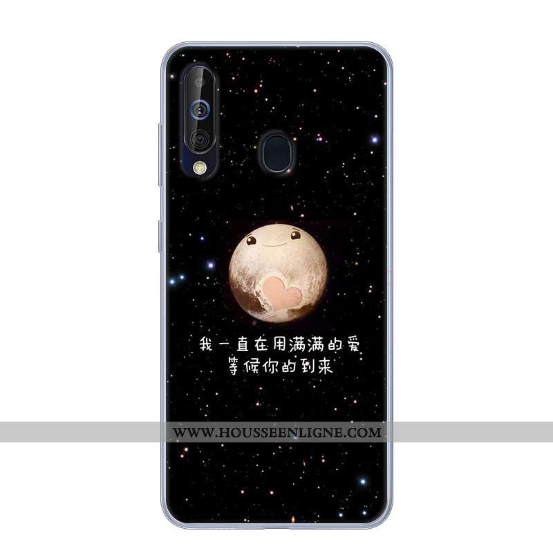 Coque Samsung Galaxy A60 Fluide Doux Silicone Incassable Étoile Étui Téléphone Portable Noir