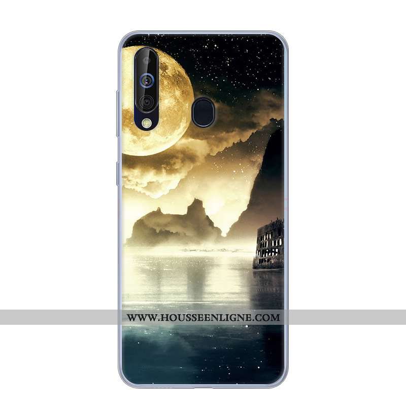 Coque Samsung Galaxy A60 Fluide Doux Silicone Incassable Étoile Étui Téléphone Portable Noir
