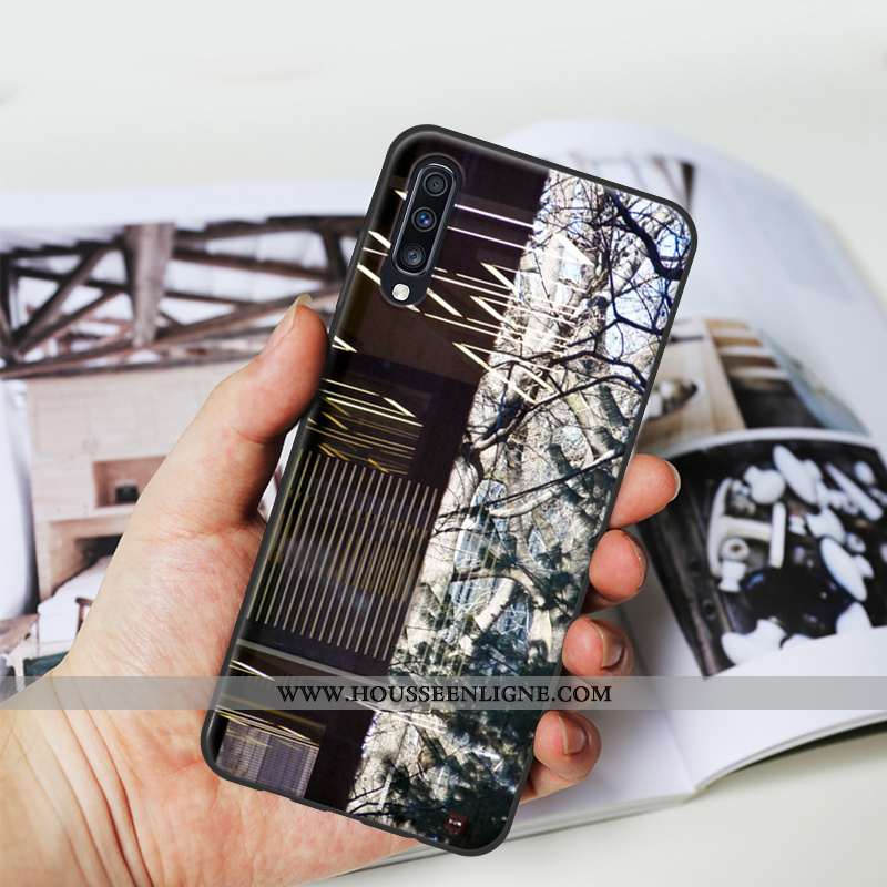 Coque Samsung Galaxy A70 Créatif Dessin Animé Jaune En Silicone Tout Compris Protection Net Rouge
