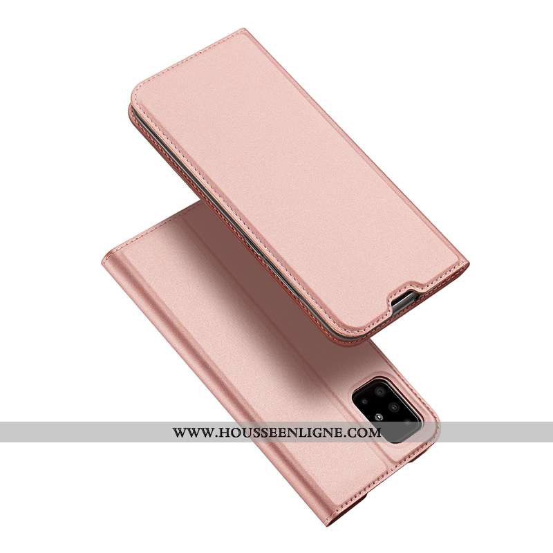 Coque Samsung Galaxy A71 Légère Cuir Téléphone Portable Étui Magnétisme Housse Incassable Rose