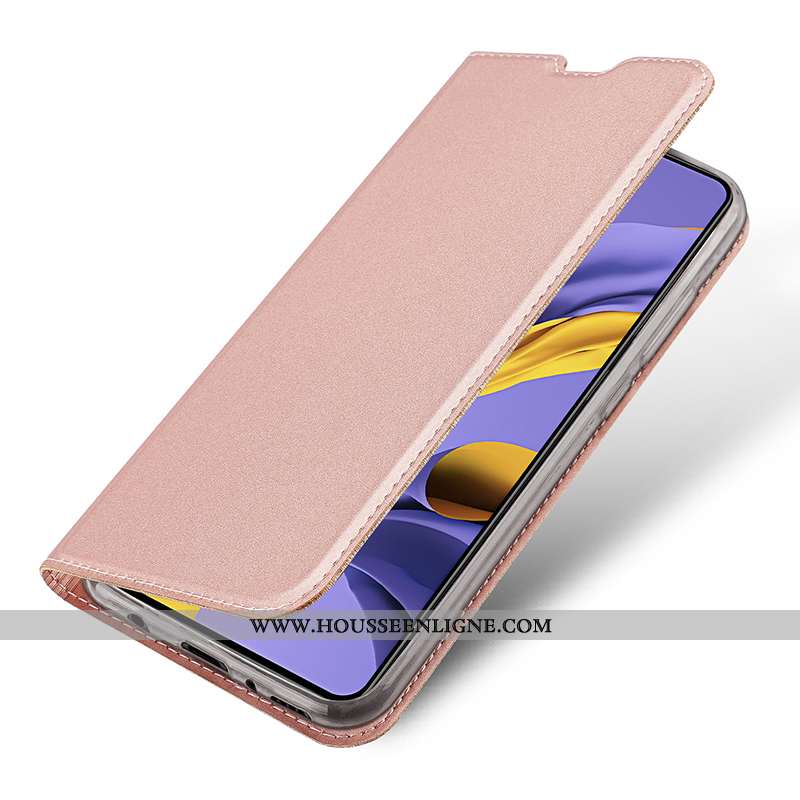 Coque Samsung Galaxy A71 Légère Cuir Téléphone Portable Étui Magnétisme Housse Incassable Rose