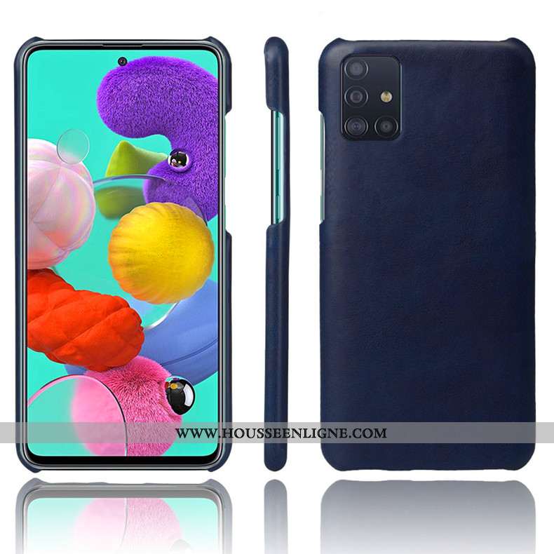 Coque Samsung Galaxy A71 Protection Délavé En Daim Étoile Difficile Téléphone Portable Étui Bleu Fon