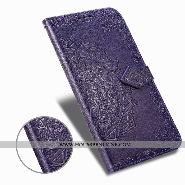 Coque Samsung Galaxy A80 Cuir Protection Étoile Violet Carte Étui Incassable