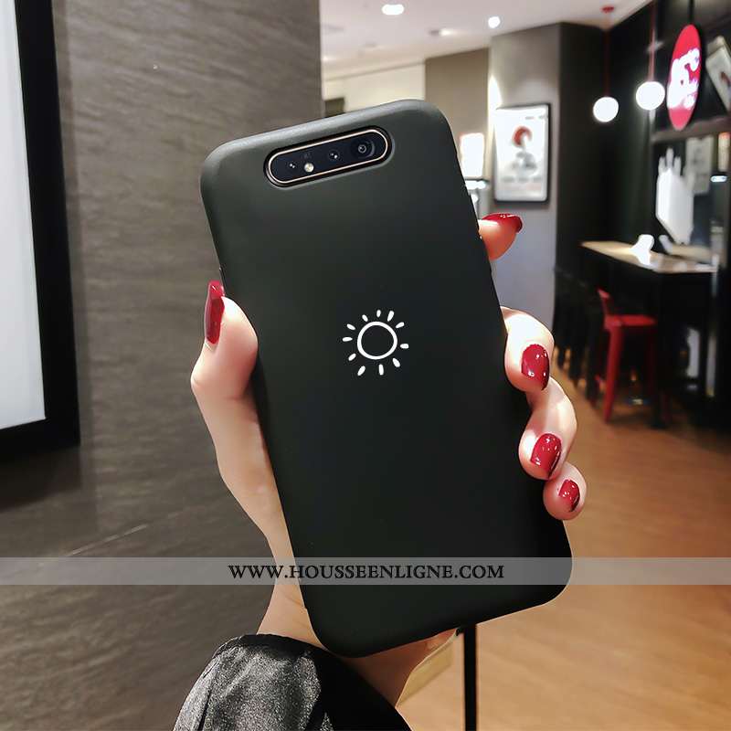 Coque Samsung Galaxy A80 Légère Mode Protection Incassable Délavé En Daim Noir Étoile
