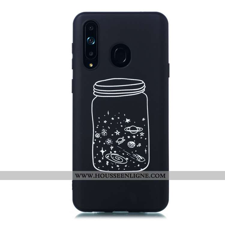 Coque Samsung Galaxy A8s Délavé En Daim Dessin Animé Noir Simple Étui Téléphone Portable