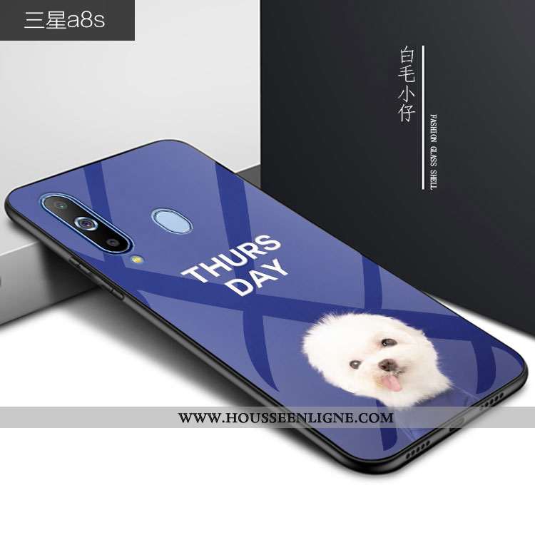 Coque Samsung Galaxy A8s Verre Personnalité Téléphone Portable Dessin Animé Bleu Incassable