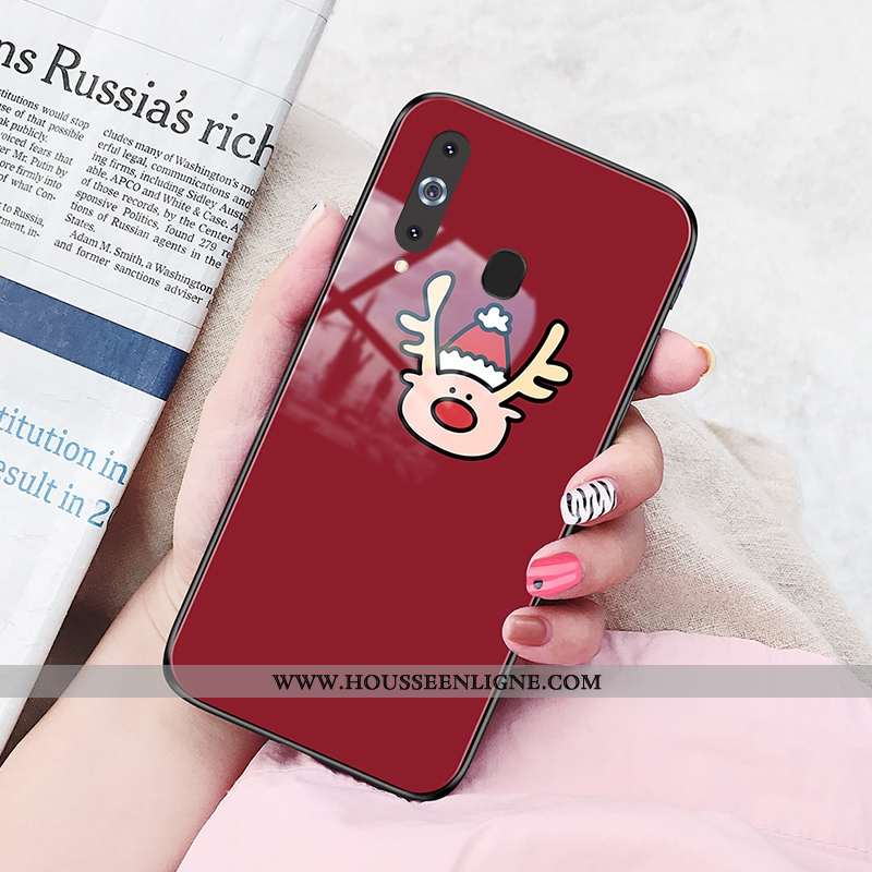 Coque Samsung Galaxy A8s Verre Rouge Téléphone Portable Étui Étoile Difficile