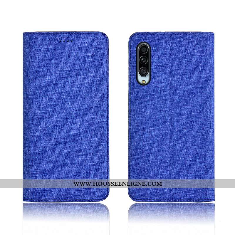 Coque Samsung Galaxy A90 5g Protection Délavé En Daim Étui Bleu Silicone Incassable Cuir