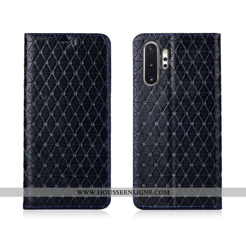 Coque Samsung Galaxy Note 10+ Cuir Fluide Doux Housse Étoile Téléphone Portable Nouveau Noir