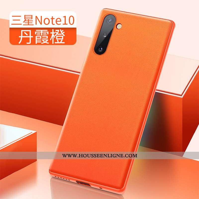 Coque Samsung Galaxy Note 10 Cuir Luxe Téléphone Portable Tout Compris Incassable Étoile Orange
