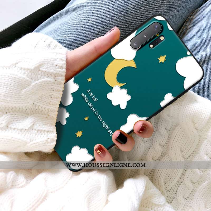 Coque Samsung Galaxy Note 10+ Délavé En Daim Gaufrage Téléphone Portable Dimensionnel Dessin Animé A
