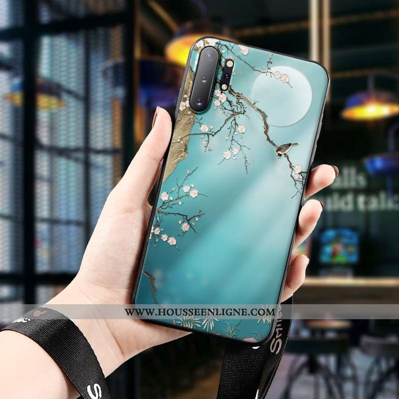 Coque Samsung Galaxy Note 10+ Gaufrage Tendance Dimensionnel Tout Compris Protection Silicone Verte