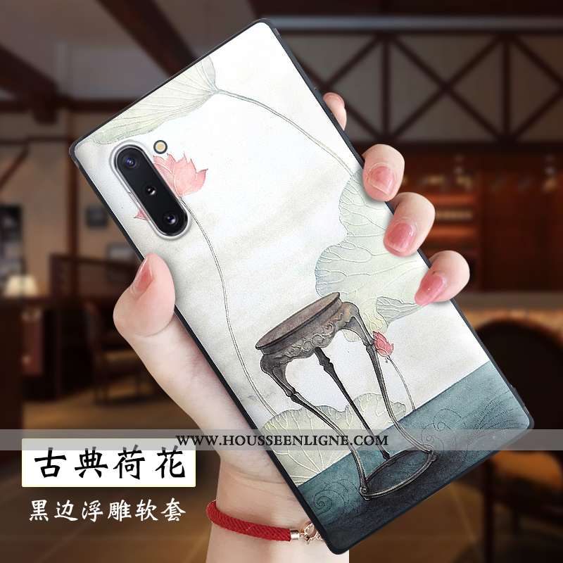 Coque Samsung Galaxy Note 10 Gaufrage Tendance Protection Tout Compris Blanc Légères Blanche