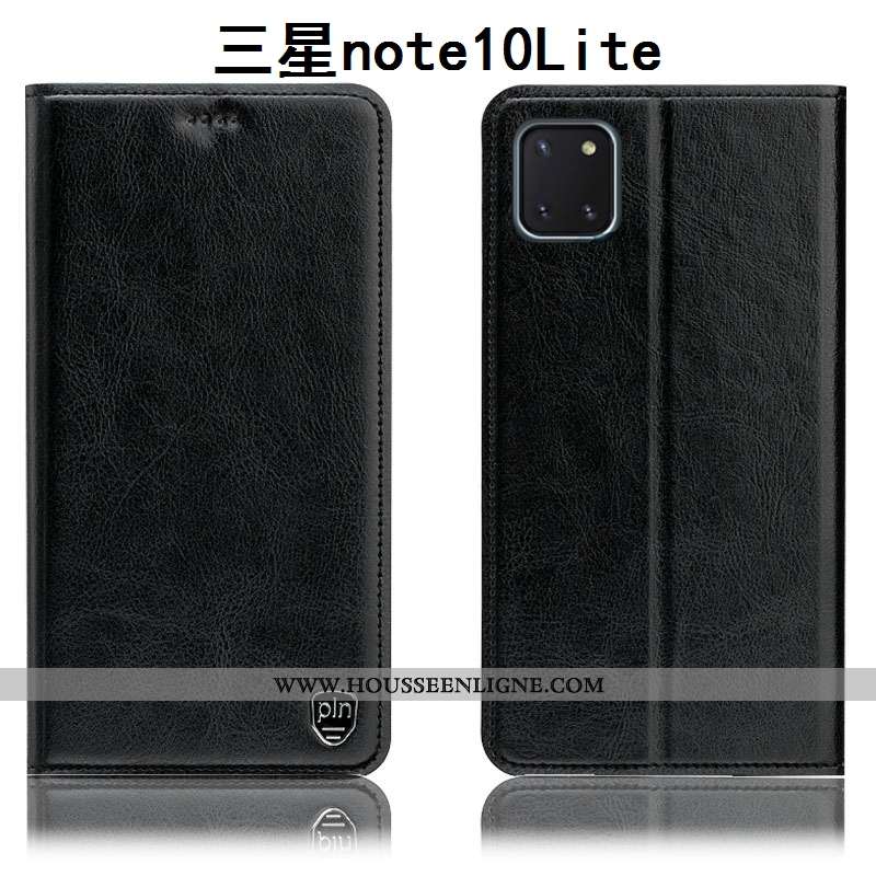 Coque Samsung Galaxy Note 10 Lite Cuir Véritable Modèle Fleurie Étui Kaki Tout Compris Housse Incass