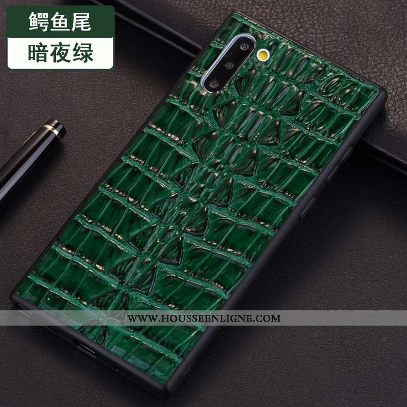 Coque Samsung Galaxy Note 10 Modèle Fleurie Protection Étui Étoile Vert Crocodile Verte