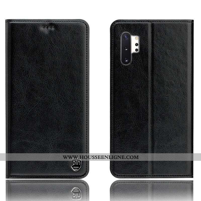 Coque Samsung Galaxy Note 10+ Protection Cuir Véritable Tout Compris Téléphone Portable Marron Étoil