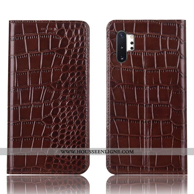 Coque Samsung Galaxy Note 10+ Protection Cuir Véritable Téléphone Portable Crocodile Tout Compris Ma