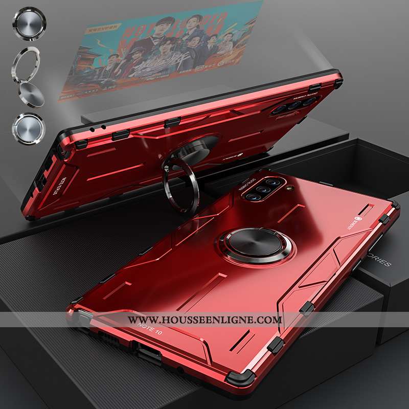 Coque Samsung Galaxy Note 10 Protection Métal Téléphone Portable Étoile Silicone Incassable Rouge