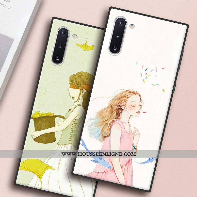 Coque Samsung Galaxy Note 10 Protection Téléphone Portable Art Blanc Étoile Étui Blanche