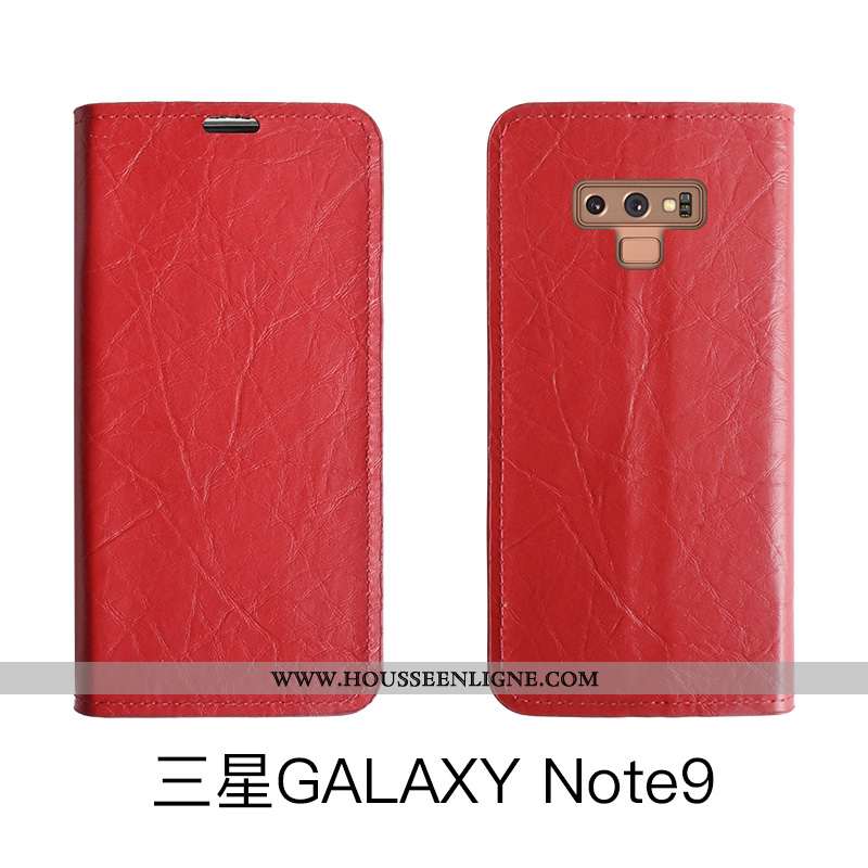 Coque Samsung Galaxy Note 9 Protection Cuir Simple Téléphone Portable Housse Étui Rouge