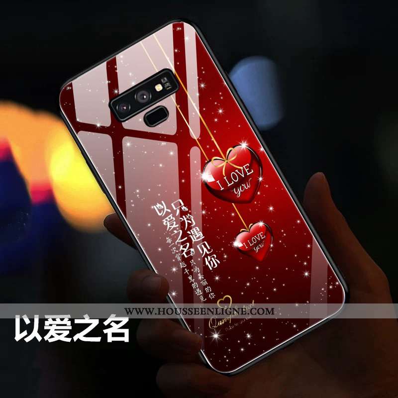 Coque Samsung Galaxy Note 9 Protection Verre Vent Personnalité Téléphone Portable Étoile Étui Rouge