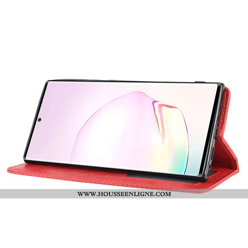 Coque Samsung Galaxy Note20 Cuir Portefeuille Housse Téléphone Portable Rouge Étoile