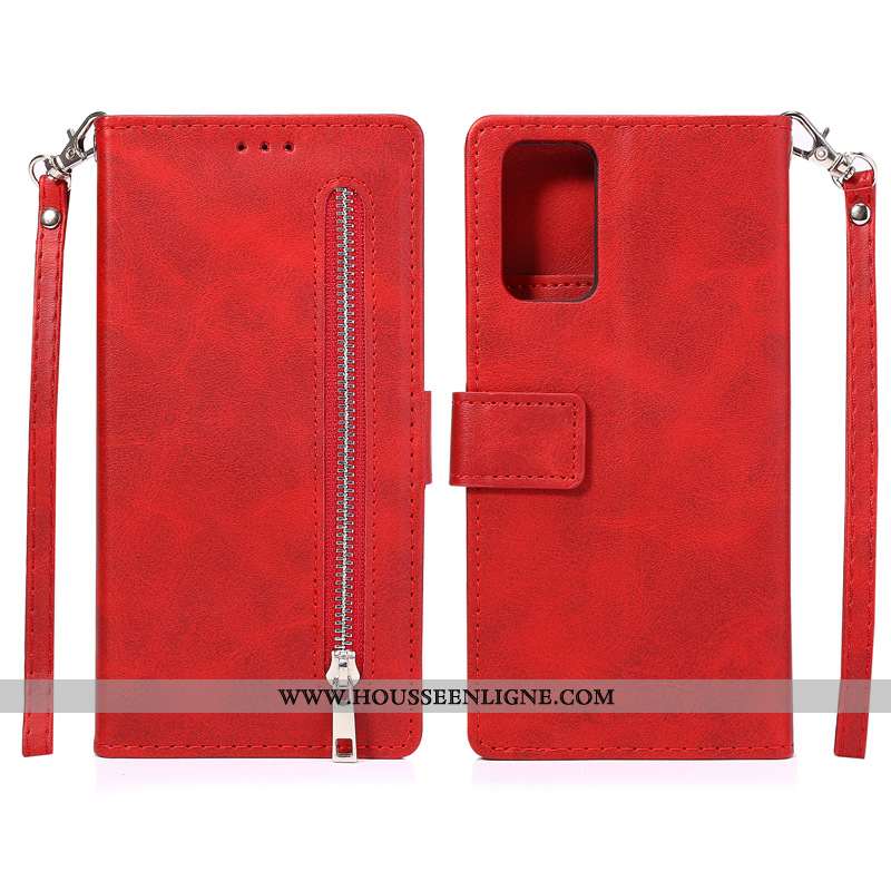 Coque Samsung Galaxy Note20 Ultra Cuir Étoile Téléphone Portable Étui Rouge