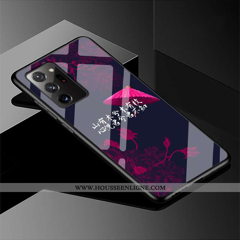 Coque Samsung Galaxy Note20 Ultra Verre Créatif Étui Téléphone Portable Protection Violet Incassable