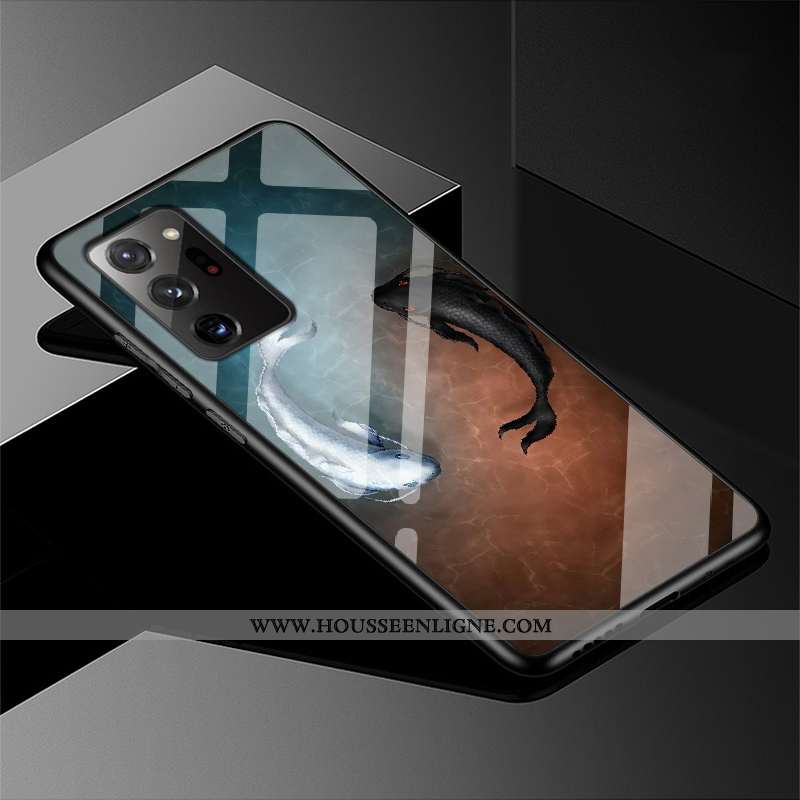 Coque Samsung Galaxy Note20 Ultra Verre Créatif Étui Téléphone Portable Protection Violet Incassable