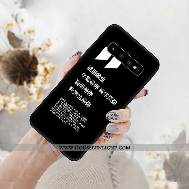 Coque Samsung Galaxy S10+ Dessin Animé Tendance Téléphone Portable Blanc Pu Étoile Blanche