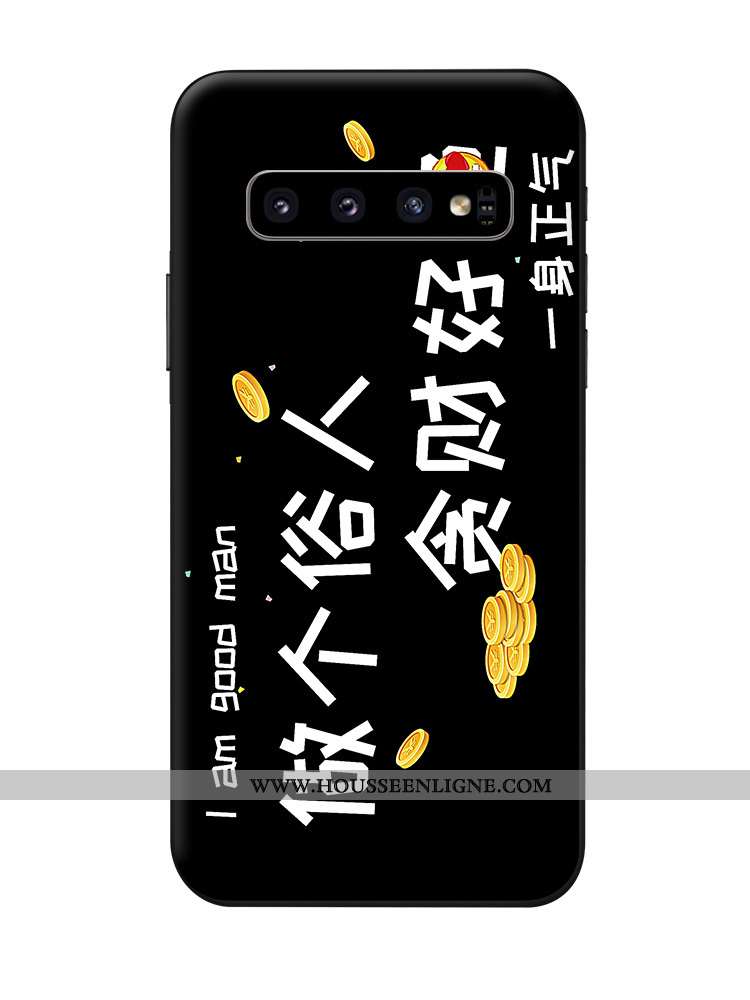 Coque Samsung Galaxy S10+ Dessin Animé Tendance Téléphone Portable Blanc Pu Étoile Blanche