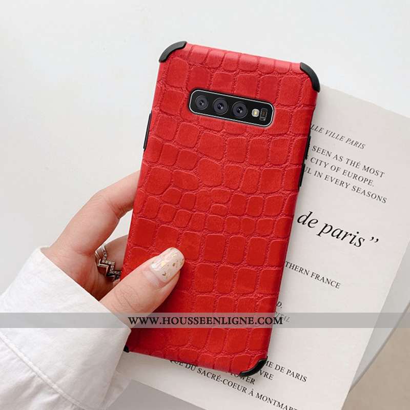 Coque Samsung Galaxy S10+ Protection Personnalité Crocodile Téléphone Portable Cuir Créatif Amoureux