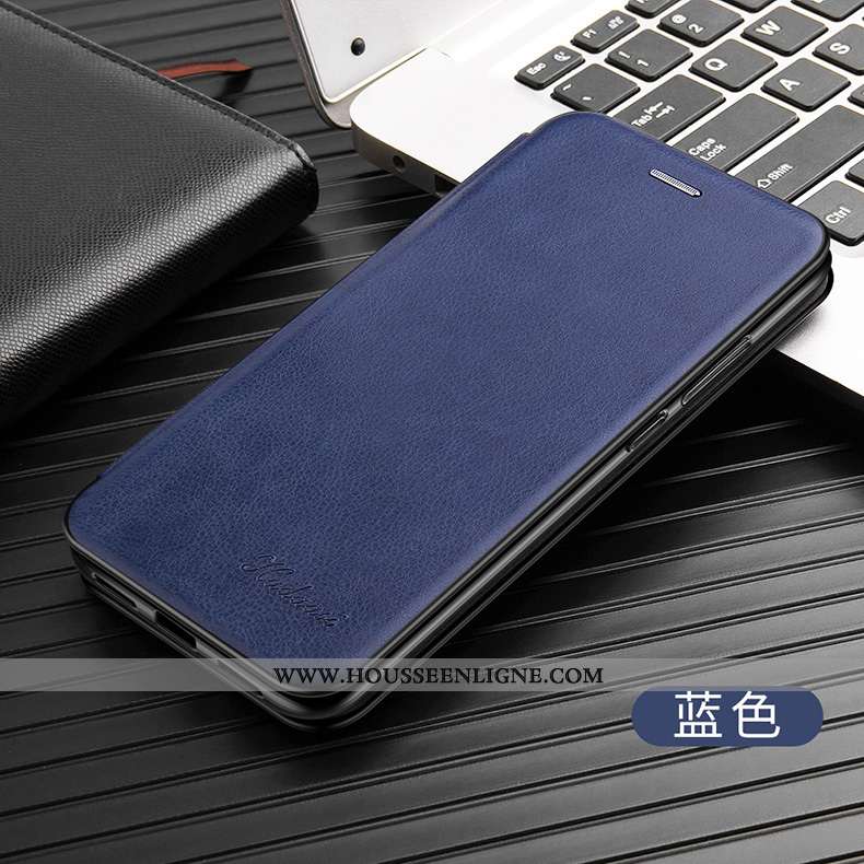 Coque Samsung Galaxy S10+ Protection Personnalité Cuir Tendance Étui Incassable Clamshell Bleu