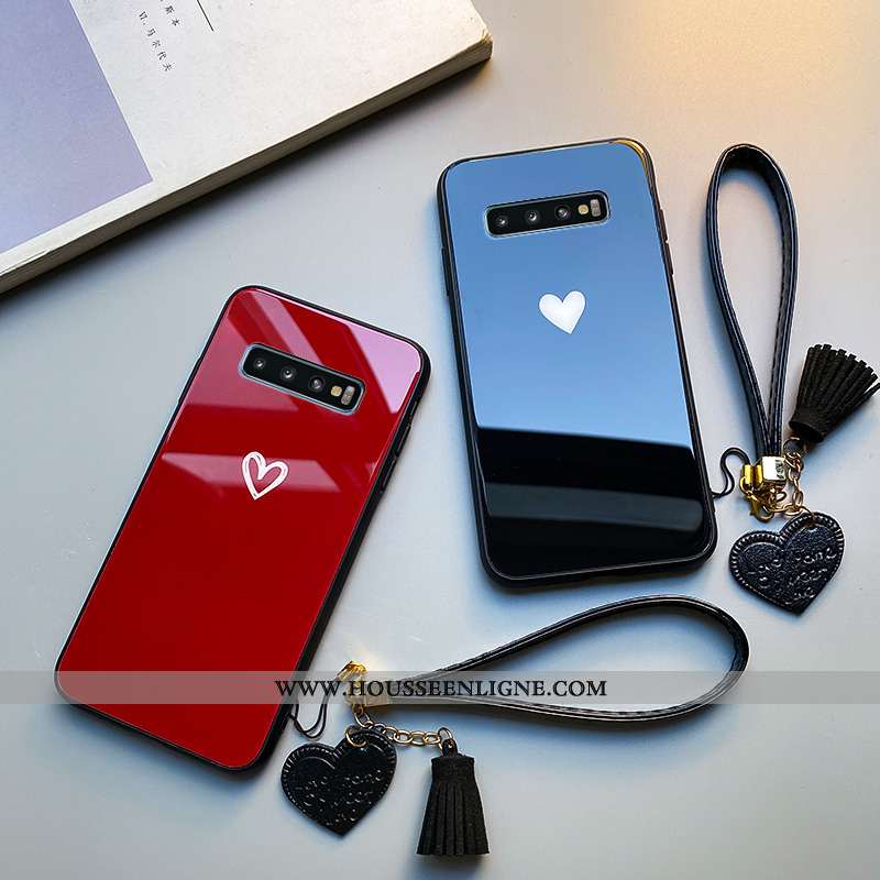 Coque Samsung Galaxy S10 Verre Personnalité Incassable Noir Amour Étui Protection