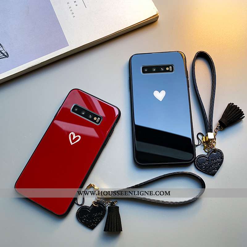 Coque Samsung Galaxy S10 Verre Personnalité Incassable Noir Amour Étui Protection