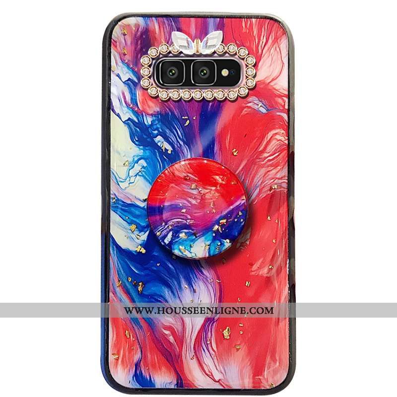 Coque Samsung Galaxy S10e Créatif Tendance Ornements Suspendus Étui Incruster Strass Rouge Pompon
