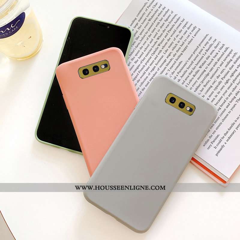 Coque Samsung Galaxy S10e Mode Délavé En Daim Simple Tout Compris Étoile Couleur Unie Rose