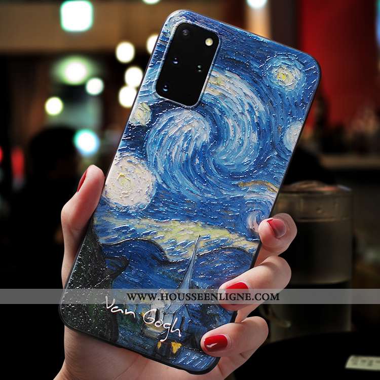 Coque Samsung Galaxy S20+ Silicone Protection Légère Art Incassable Délavé En Daim Fluide Doux Bleu