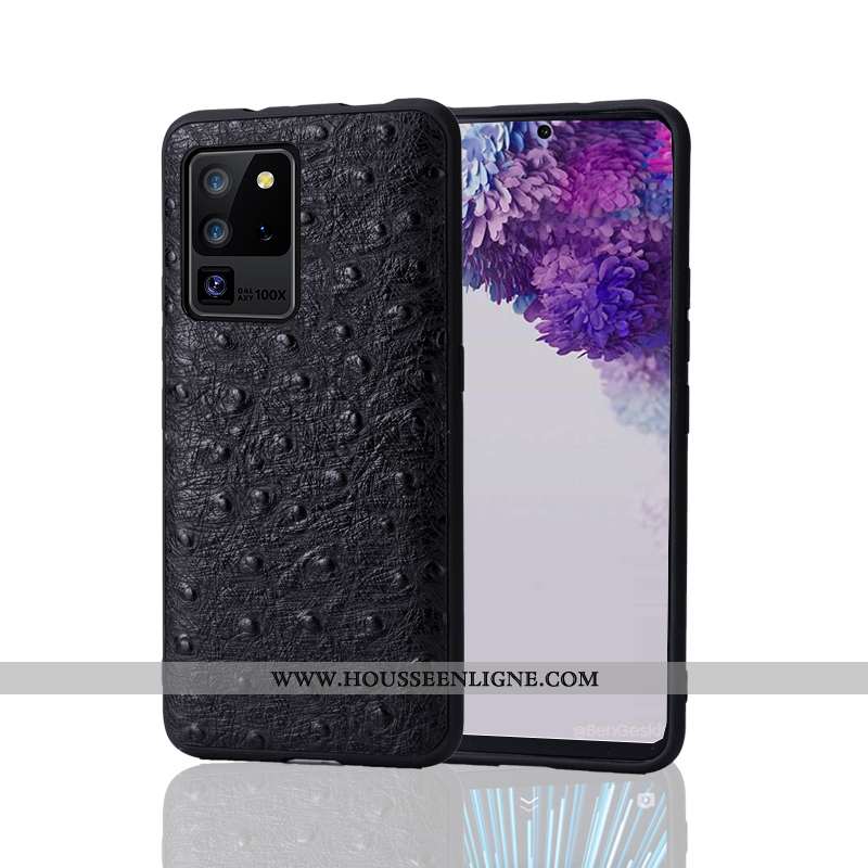 Coque Samsung Galaxy S20 Ultra Ultra Tendance Créatif Téléphone Portable Bovins Business Cuir Noir