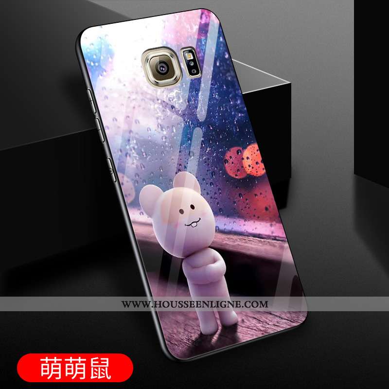 Coque Samsung Galaxy S6 Edge Dessin Animé Tendance Protection Violet Nouveau Amoureux