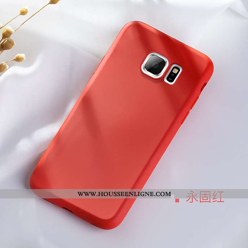 Coque Samsung Galaxy S6 Edge Silicone Protection Tendance Simple Légère Téléphone Portable Rouge
