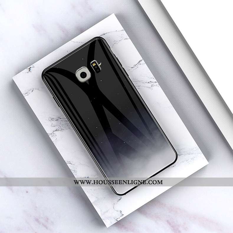 Coque Samsung Galaxy S6 Edge Tendance Protection Noir Incassable Verre Étoile