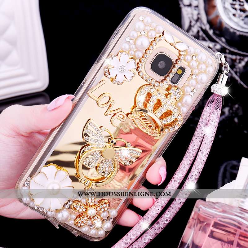 Coque Samsung Galaxy S6 Fluide Doux Silicone Téléphone Portable Étui Étoile Rose
