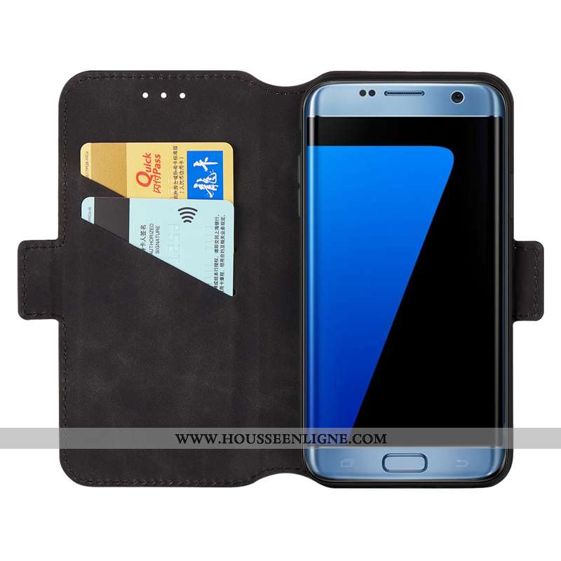 Coque Samsung Galaxy S7 Cuir Étoile Téléphone Portable Tout Compris Étui Noir