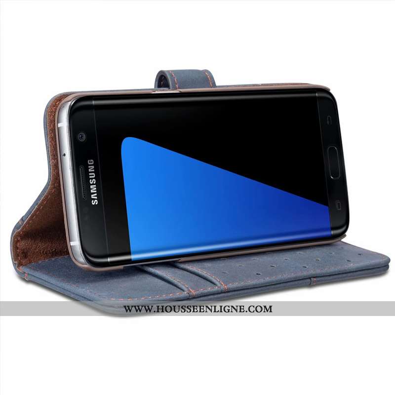 Coque Samsung Galaxy S7 Edge Cuir Clamshell Étoile Étui Téléphone Portable Membrane Marron