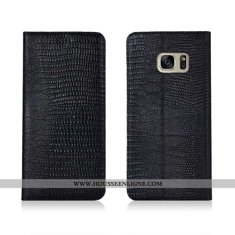 Coque Samsung Galaxy S7 Edge Fluide Doux Silicone Tout Compris Clamshell Protection Cuir Noir