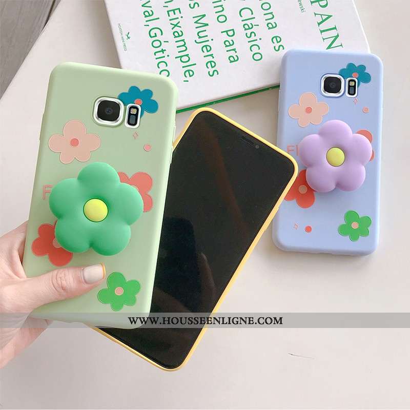 Coque Samsung Galaxy S7 Edge Personnalité Dessin Animé Fleur Incassable Téléphone Portable Vert Vert